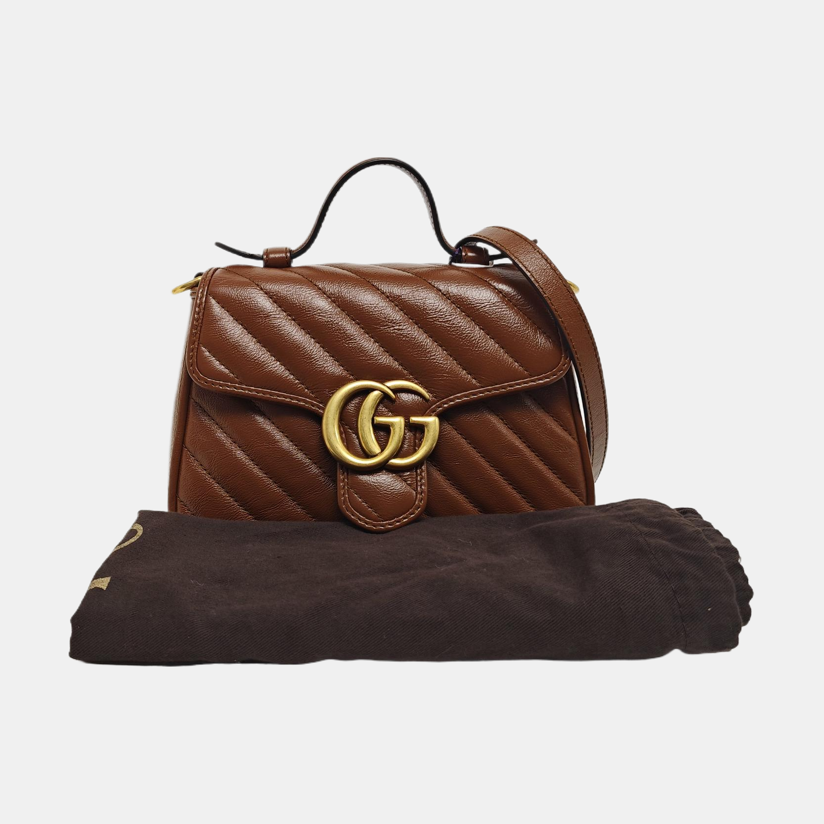 GG Marmont Mini Quilted Calfskin Brown
