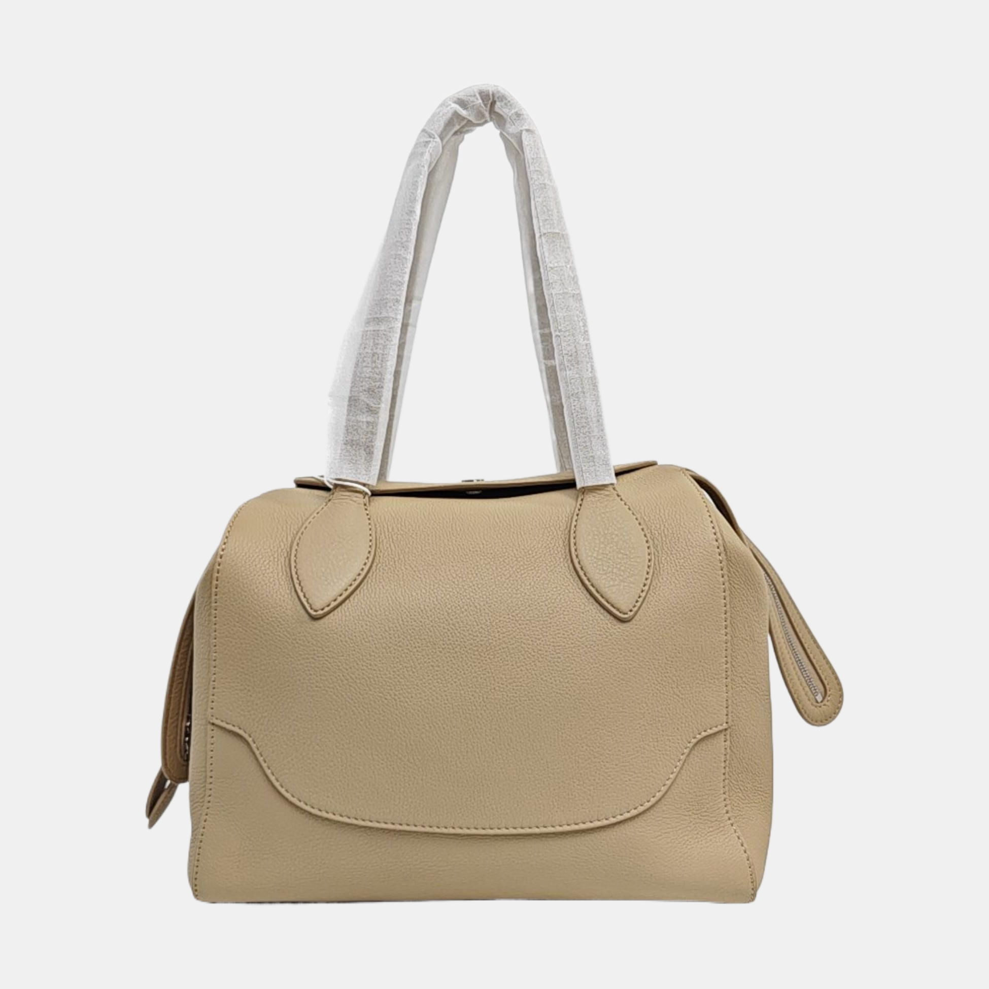Calfskin Top Handle Bag Beige