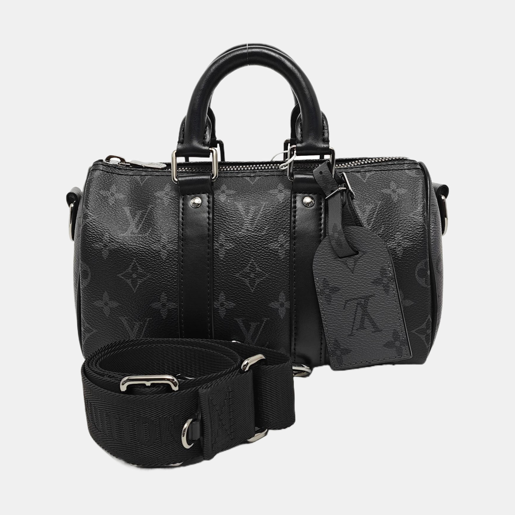 KEEPALL 25 Monogram Coated Canvas Black