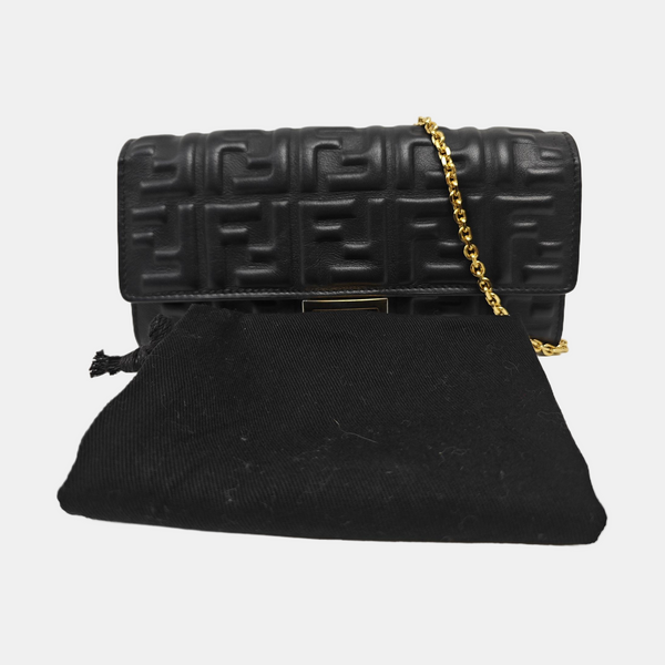 Monogram Lambskin Shoulder Bag Black