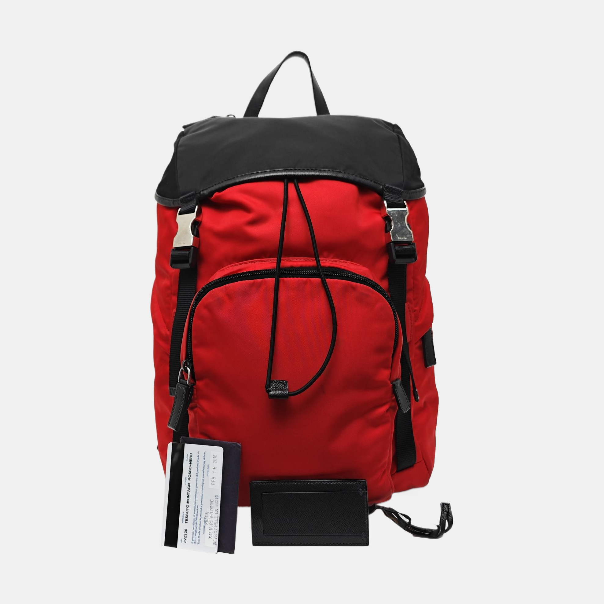 Nylon Backpack Red