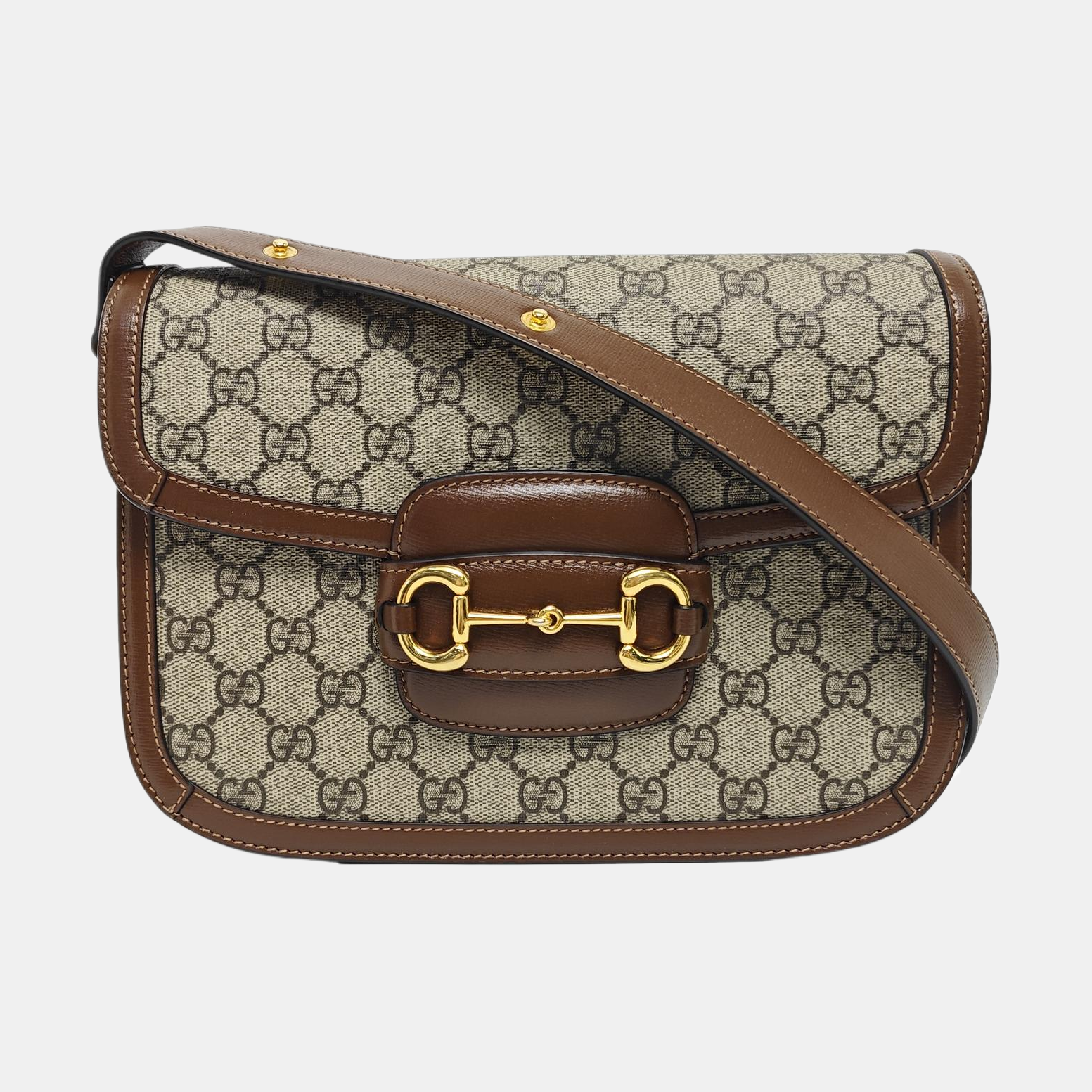 Horsebit 1955 Medium Monogram Coated Canvas Beige