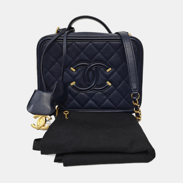 FILIGREE Medium Quilted Grained Calfskin Blue