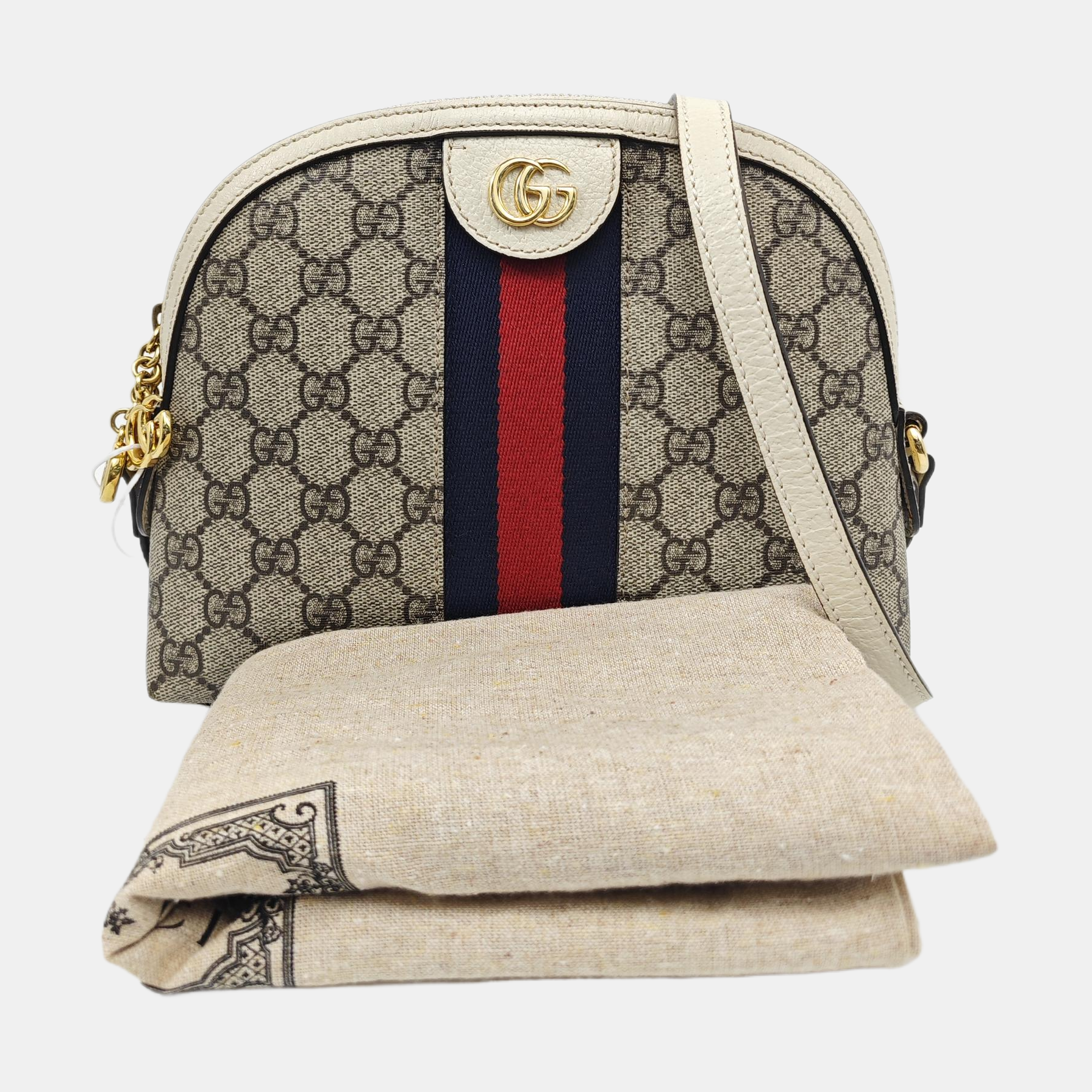 Ophidia Small Monogram Coated Canvas Beige