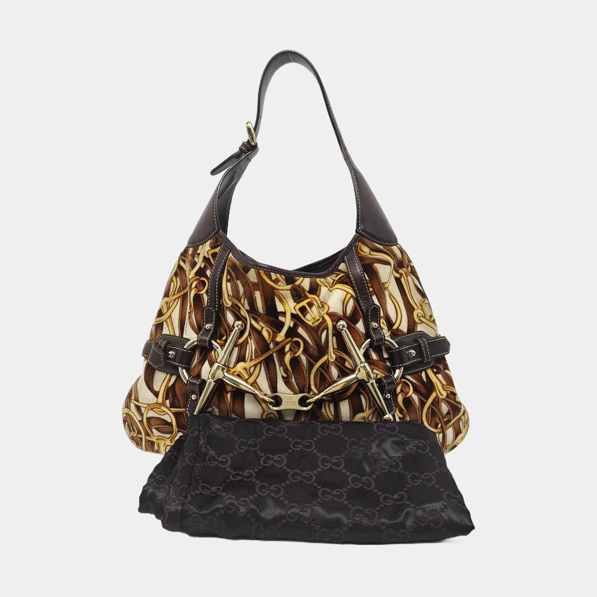 Fabric Top Handle Bag Brown