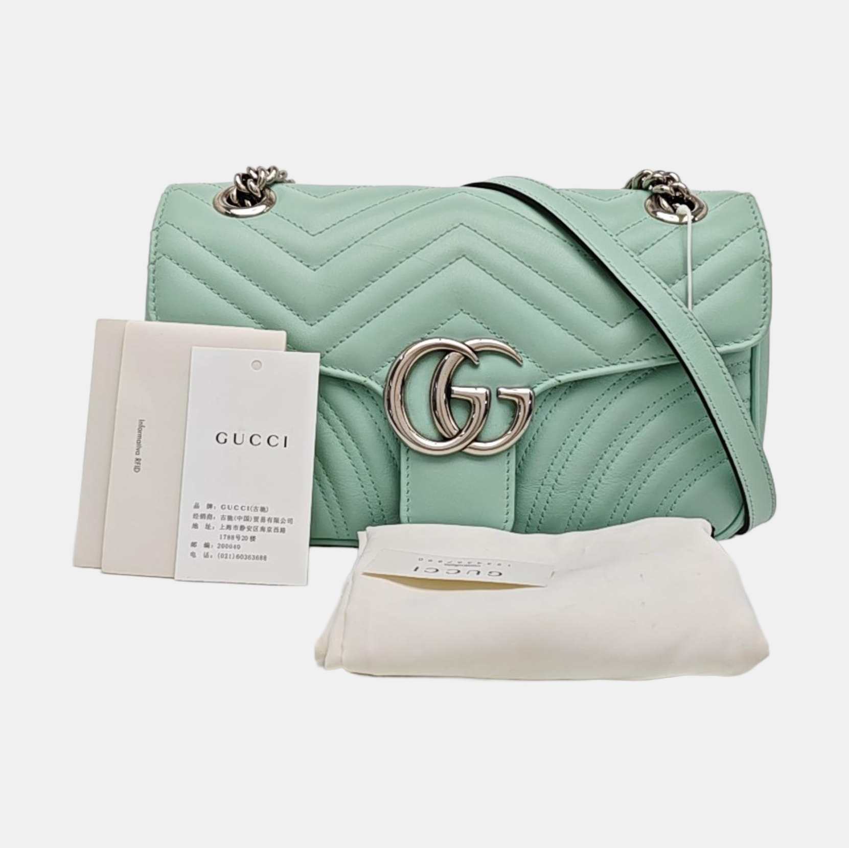 GG Marmont Medium Quilted Calfskin Green
