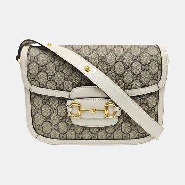 Horsebit 1955 Small Monogram Coated Canvas Beige