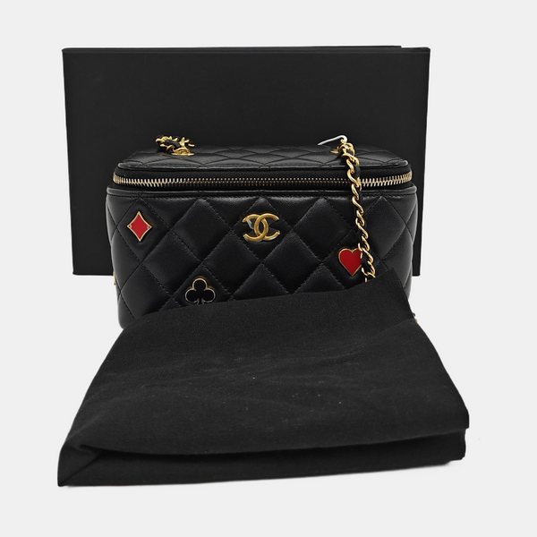 Quilted Lambskin Shoulder Bag Black