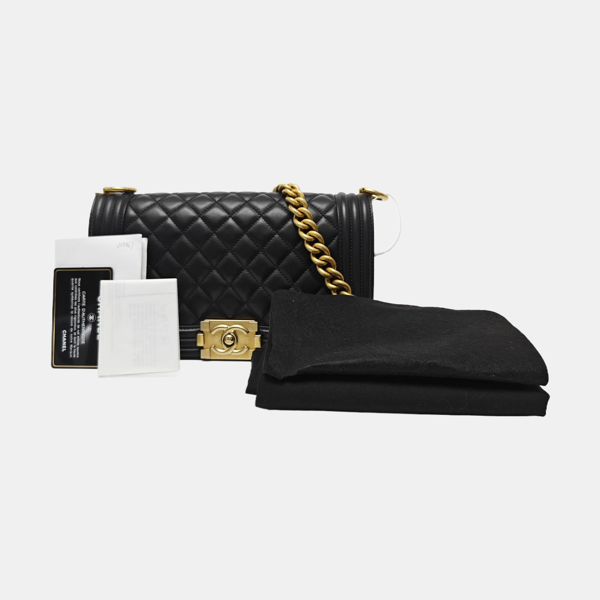 BOY CHANEL Medium Quilted Calfskin Black