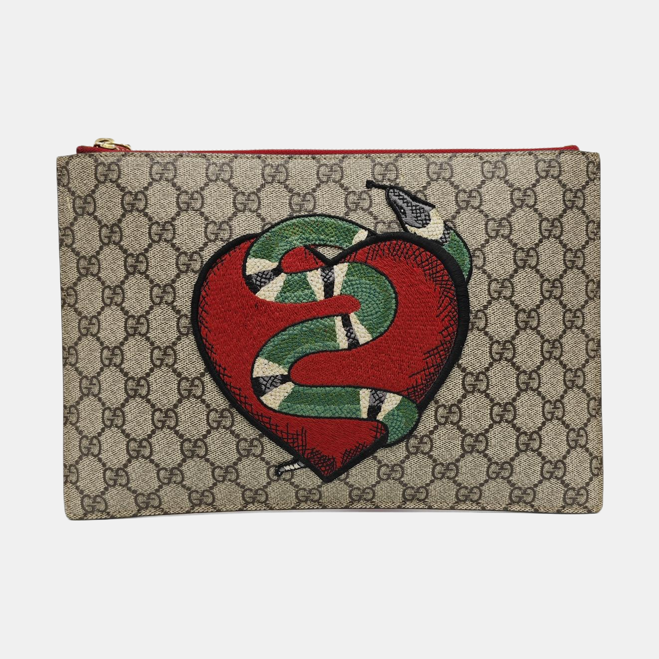 Monogram Coated Canvas Clutch Beige