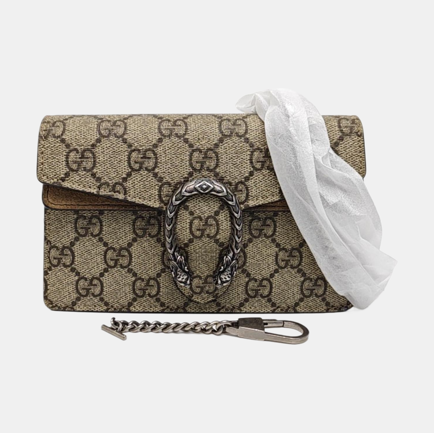 Dionysus Super Mini Monogram Coated Canvas Beige