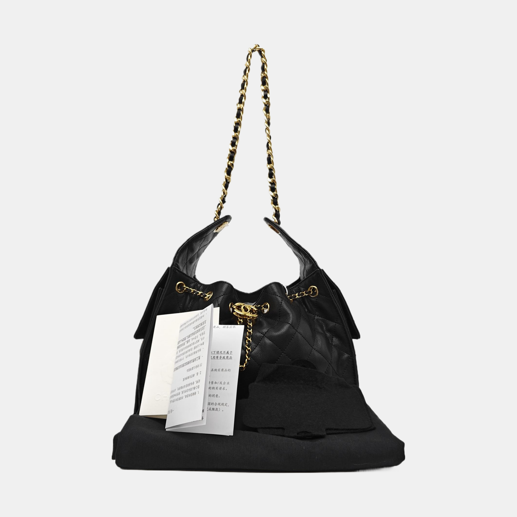 CHANEL 25 Small Quilted Grained Calfskin Black