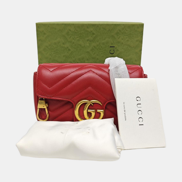 GG Marmont Mini Quilted Calfskin Red