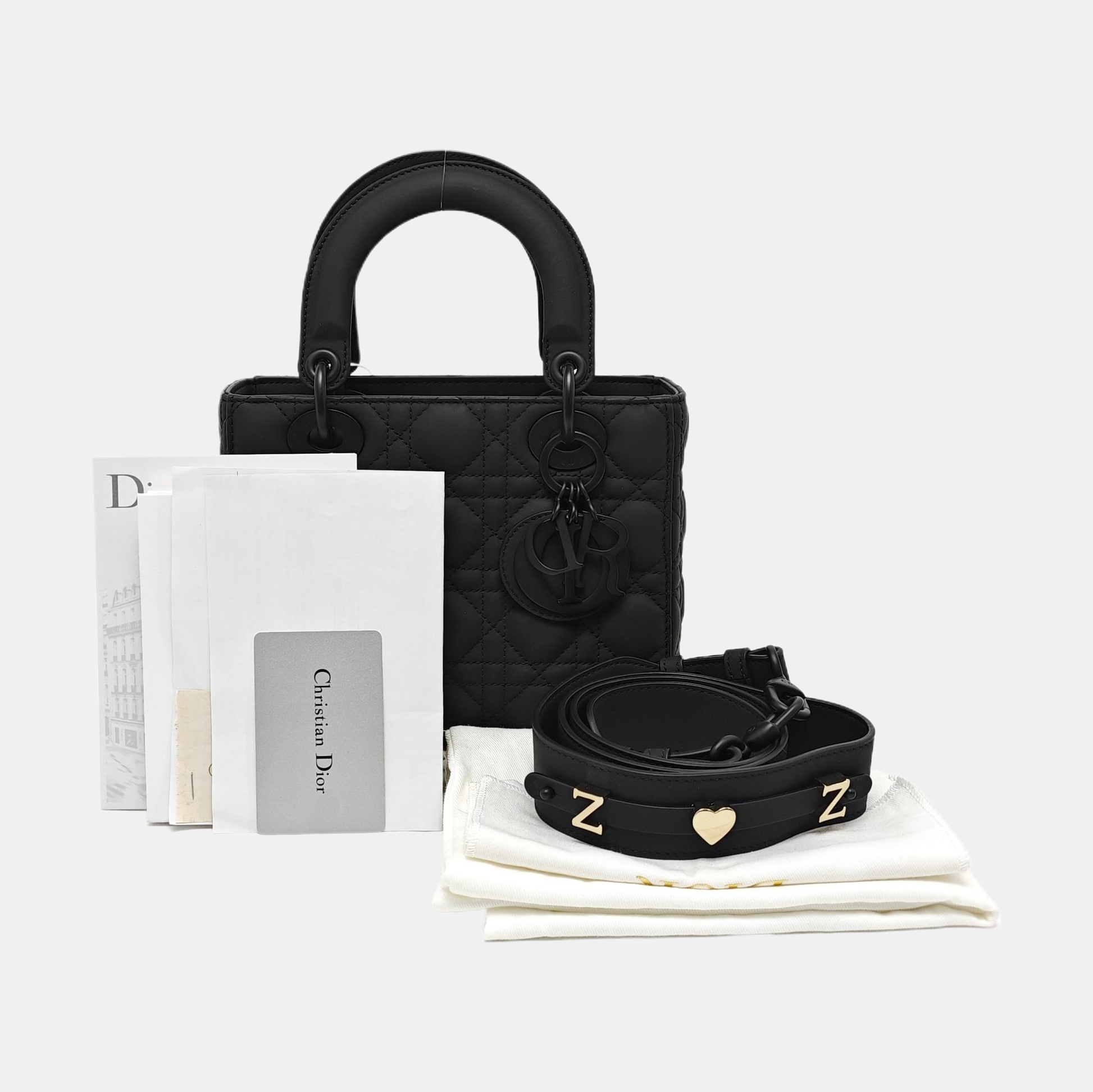 Lady Dior Mini Cannage Calfskin Black