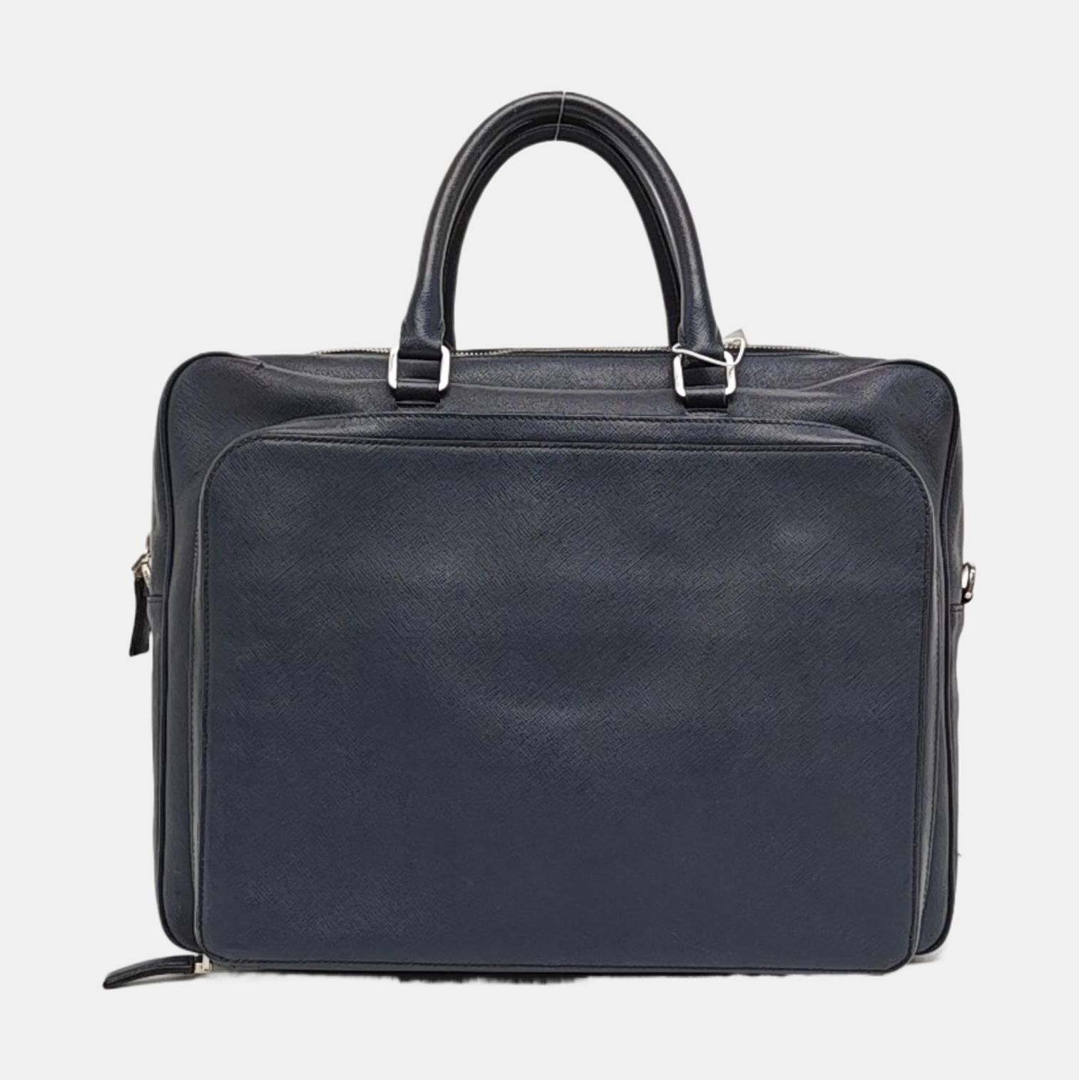 Saffiano Calfskin Top Handle Bag Blue