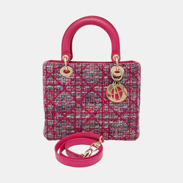 Authenticated pre-owned  Lady Dior Medium Cannage Fabric Multicolor - Tote Bag at Looply