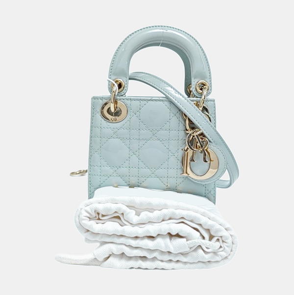 Lady Dior Cannage Patent Leather Blue