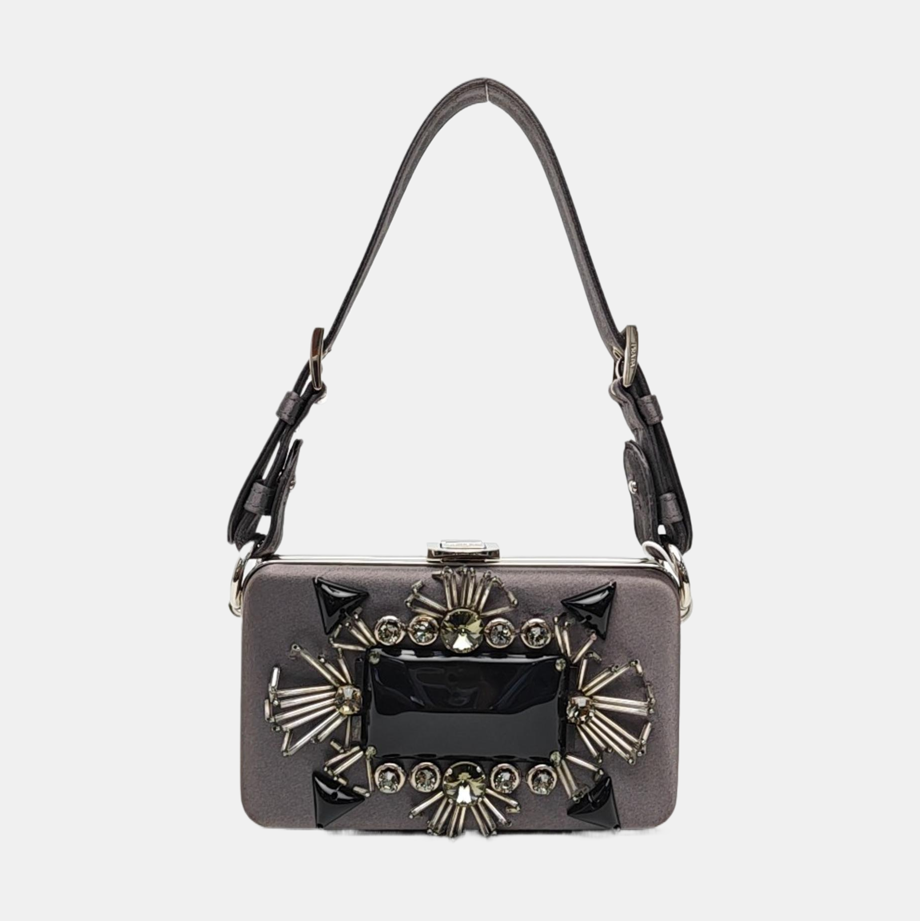 Silk Satin Top Handle Bag Gray