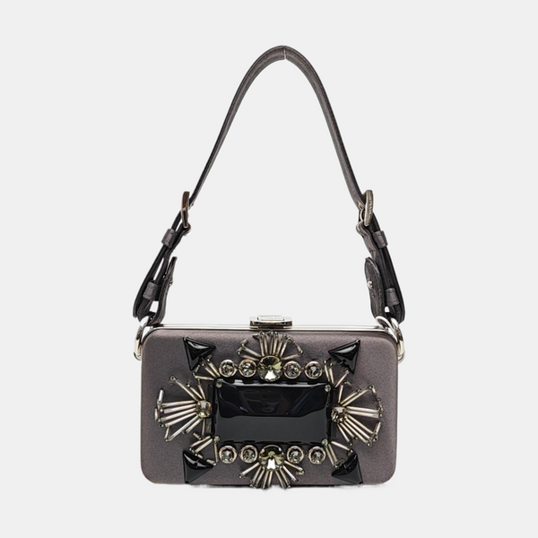 Silk Satin Top Handle Bag Gray