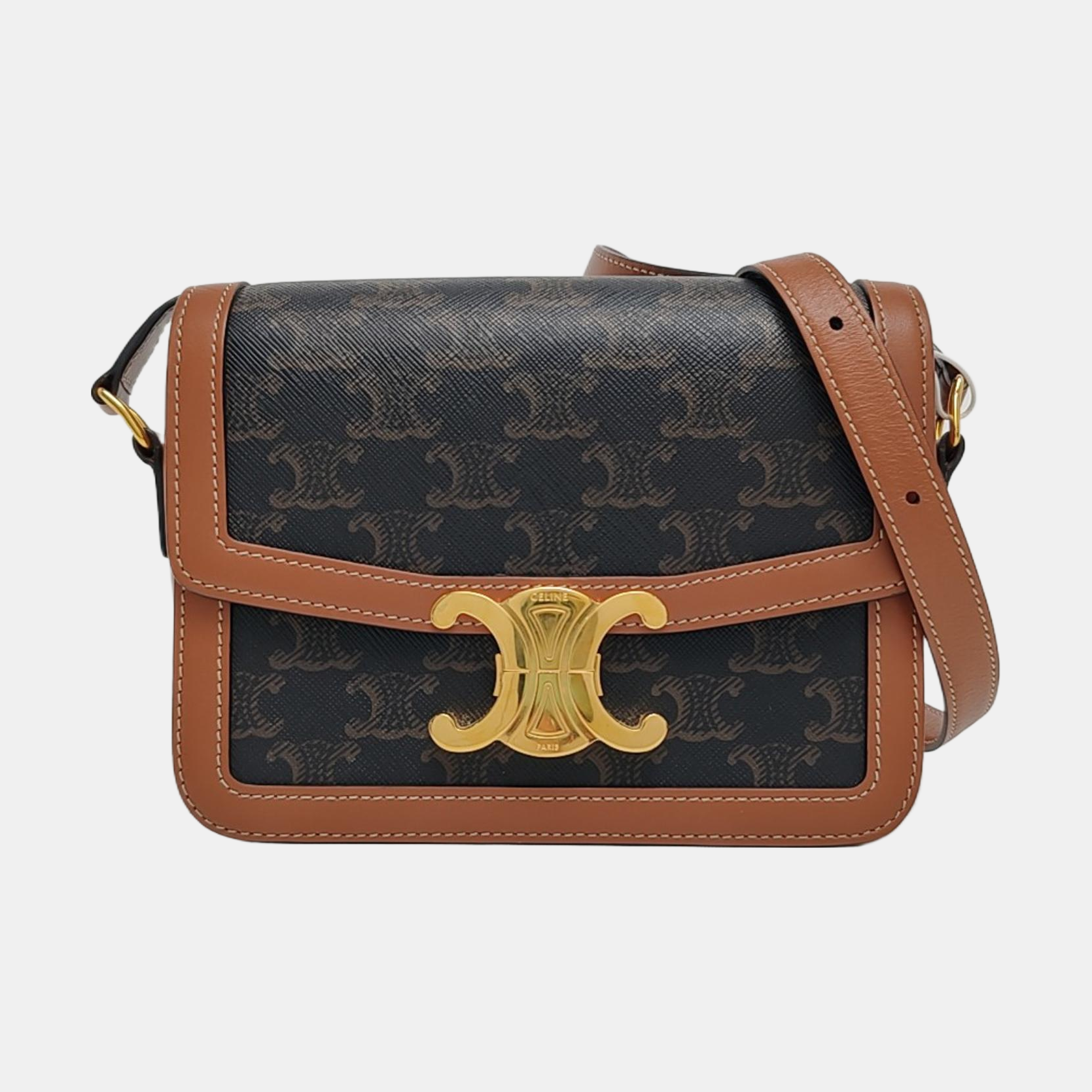 TRIOMPHE Small Coated Canvas Brown