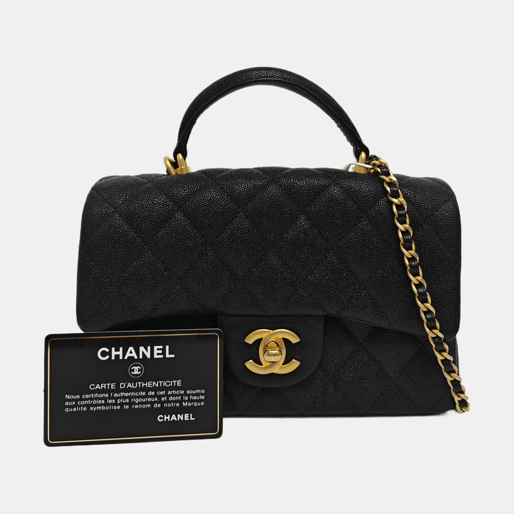 CLASSIC FLAP Mini Quilted Grained Calfskin Black