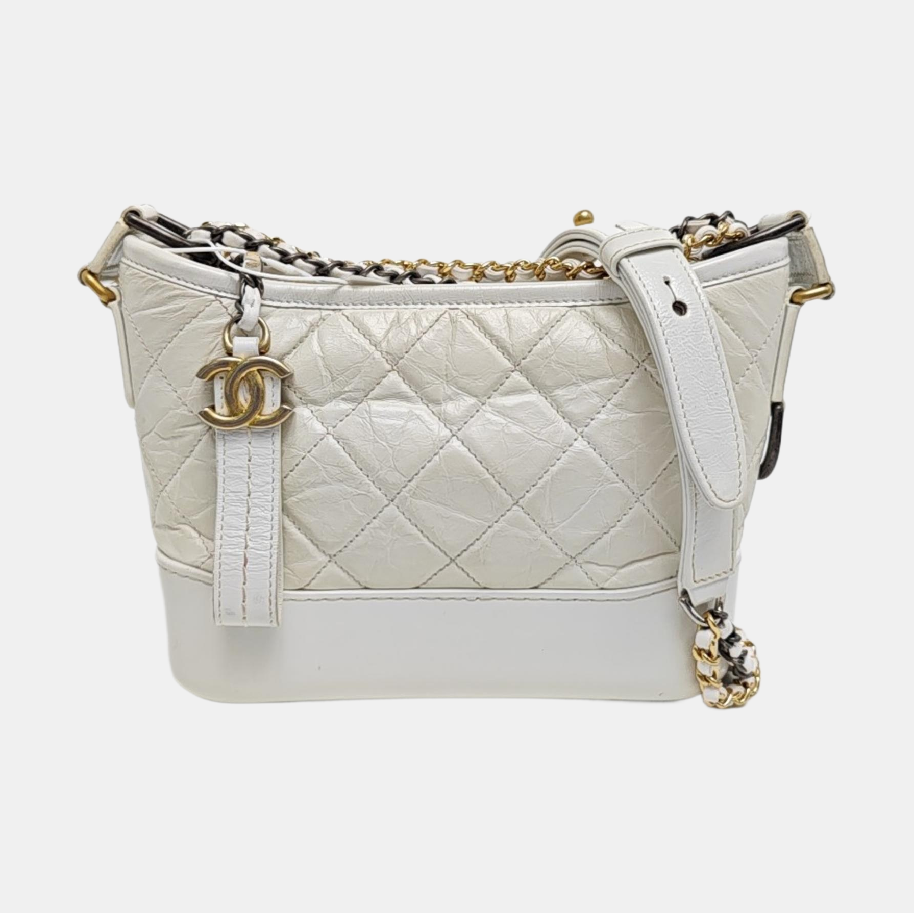 GABRIELLE Small Quilted Calfskin White
