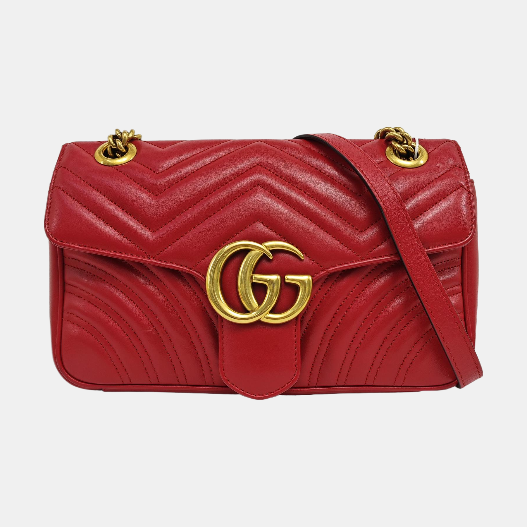 GG Marmont Medium Quilted Calfskin Red