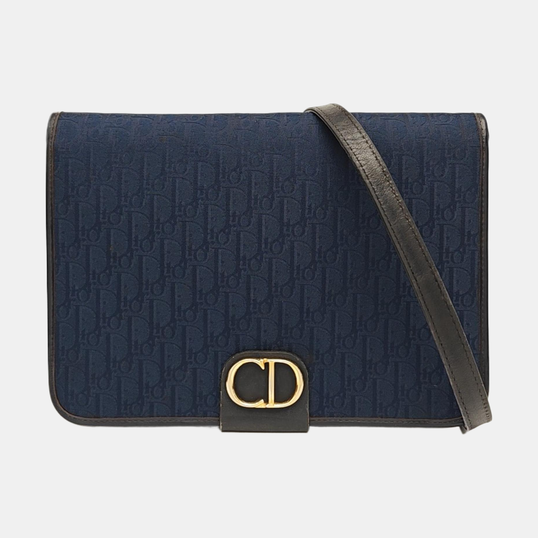 Oblique Canvas Shoulder Bag Blue