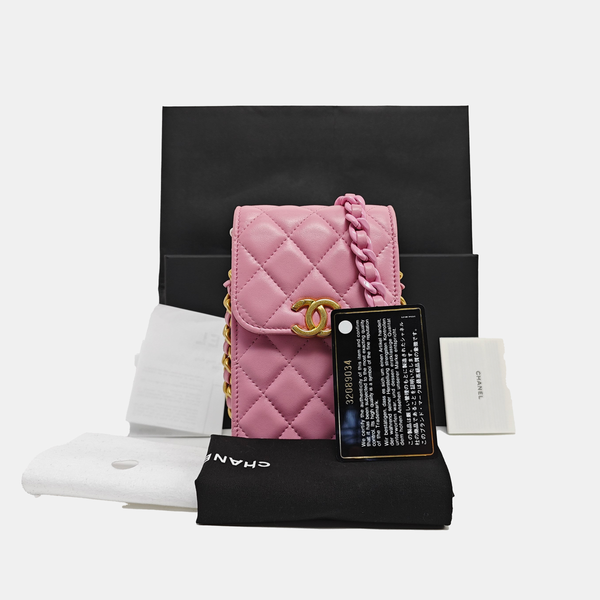 Authenticated pre-owned  TRENDY CC Quilted Lambskin Pink - Shoulder Bag at Looply