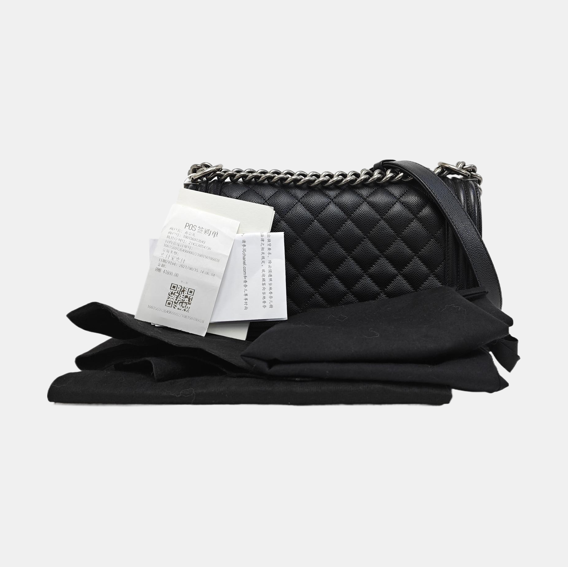 BOY CHANEL Medium Quilted Grained Calfskin Black