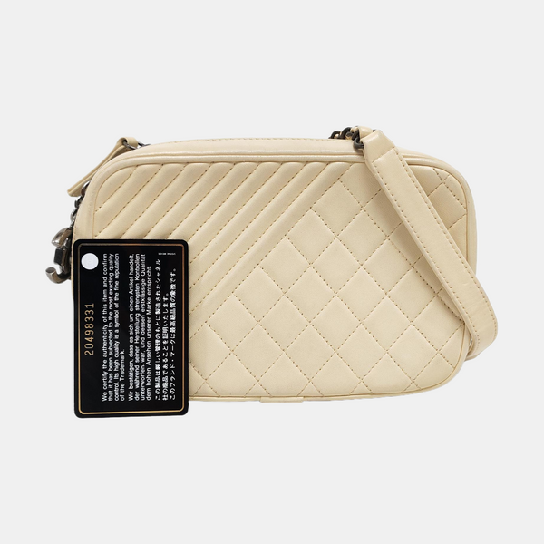 Small Quilted Lambskin White