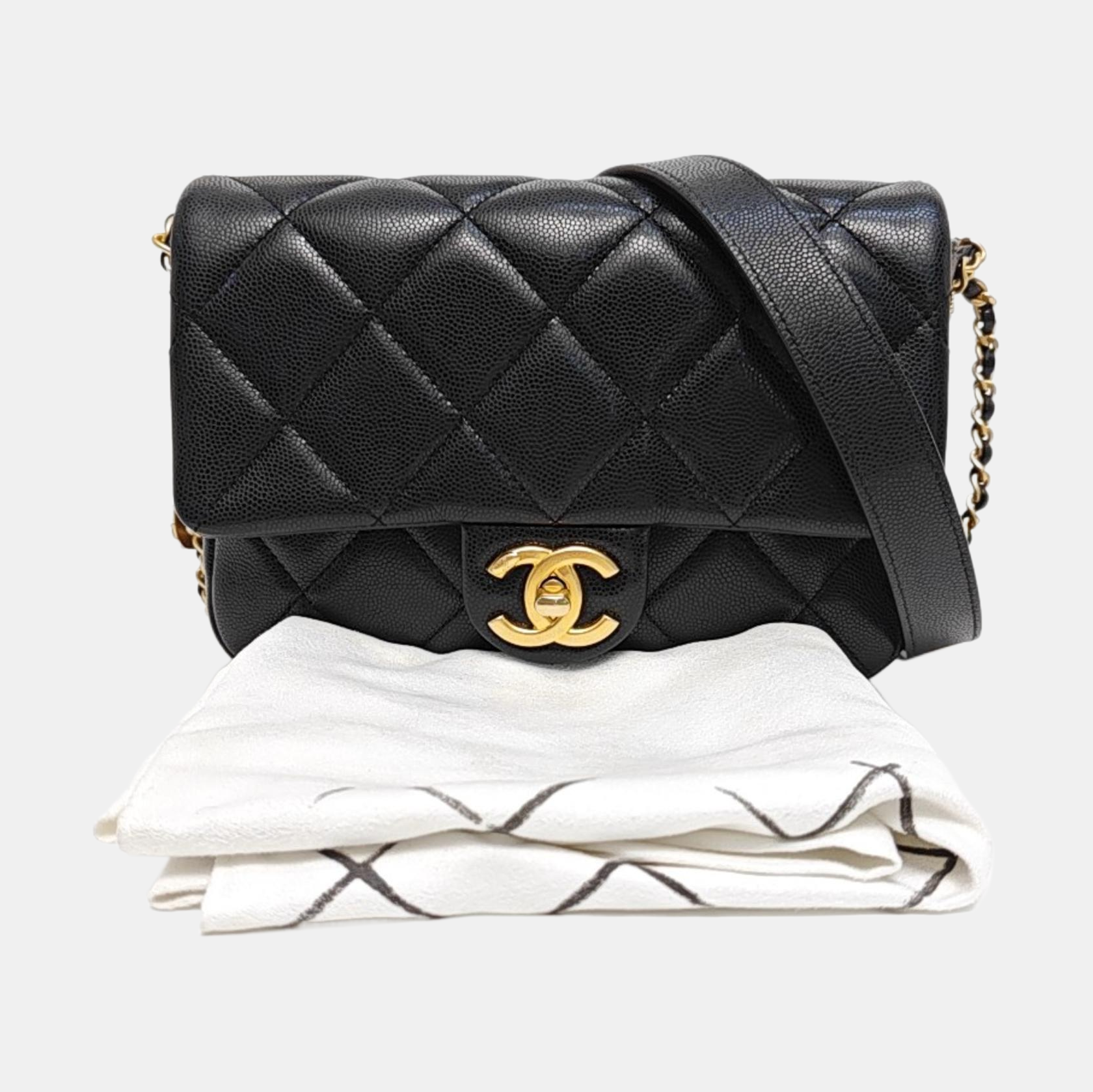 CLASSIC FLAP Mini Quilted Grained Calfskin Black