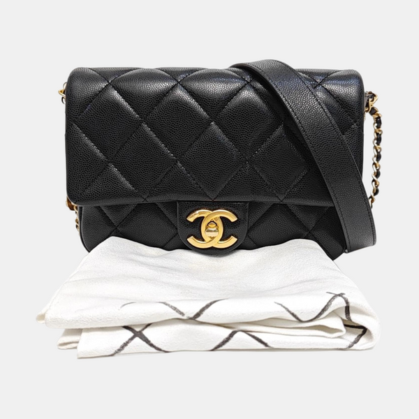 CLASSIC FLAP Mini Quilted Grained Calfskin Black