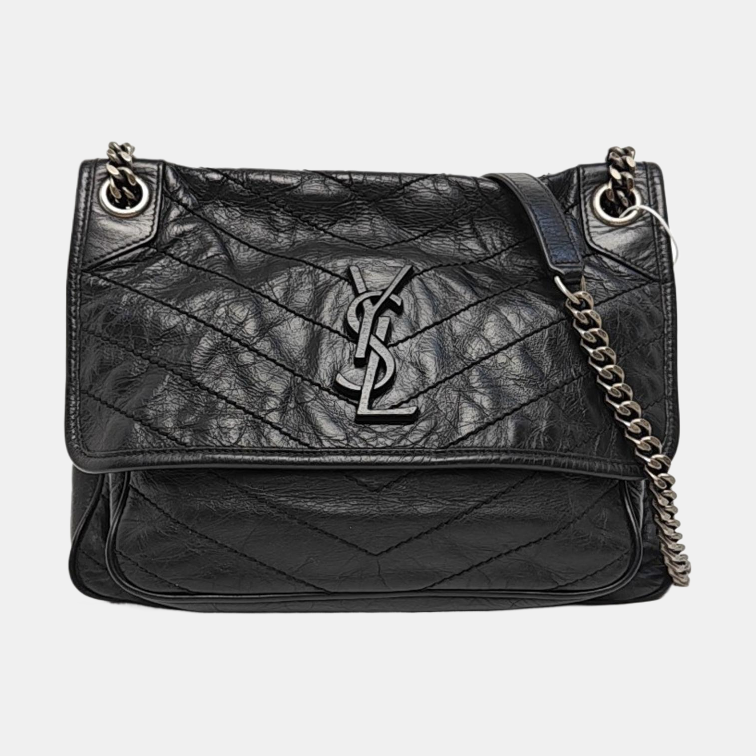 NIKI Medium Chevron Calfskin Black