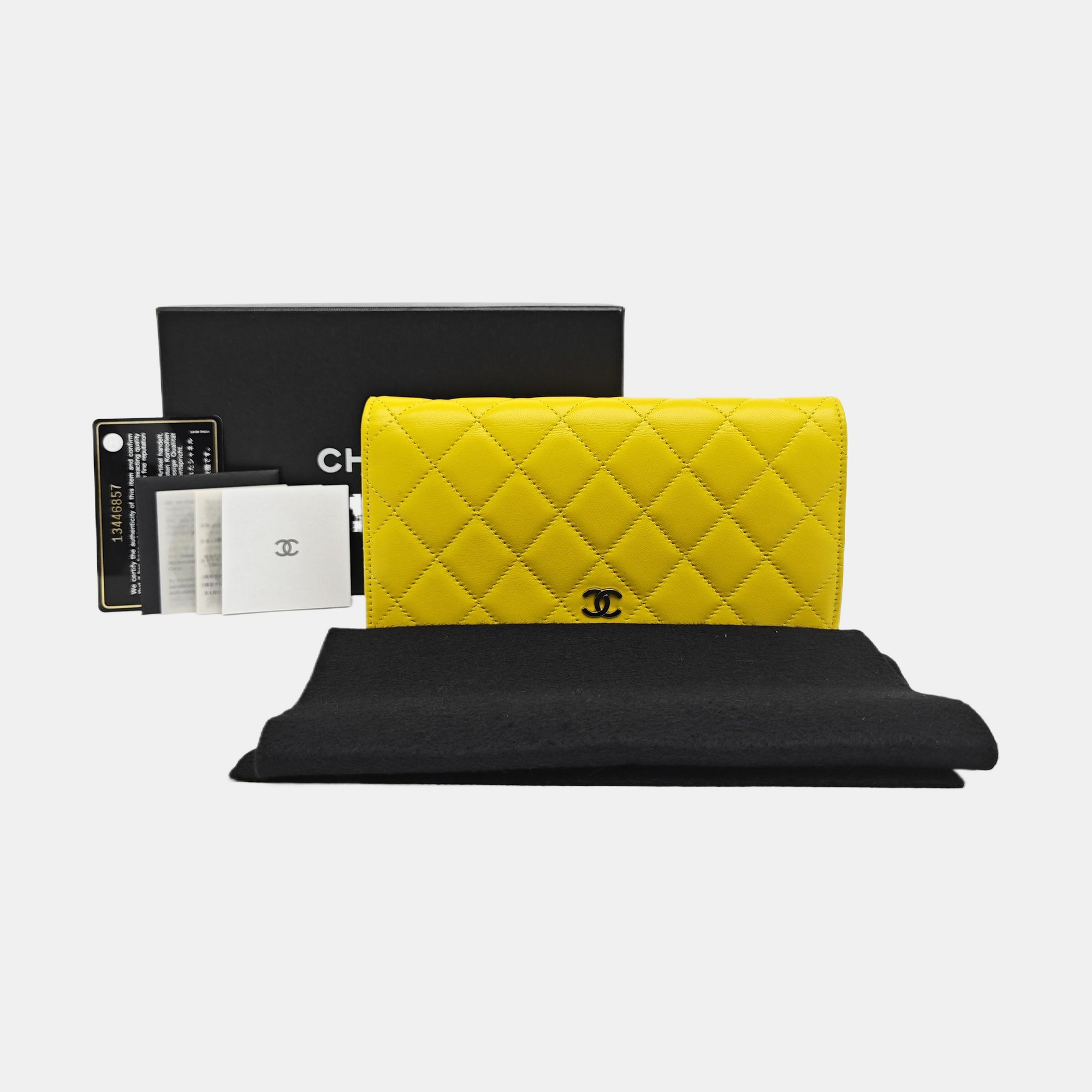 Quilted Lambskin Wallet Yellow