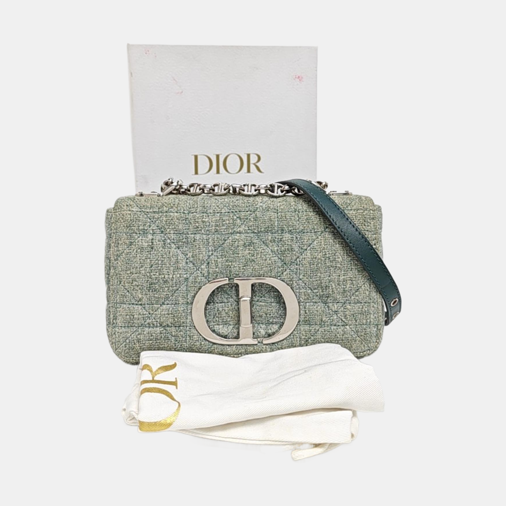 Dior Caro Small Cannage Fabric Green