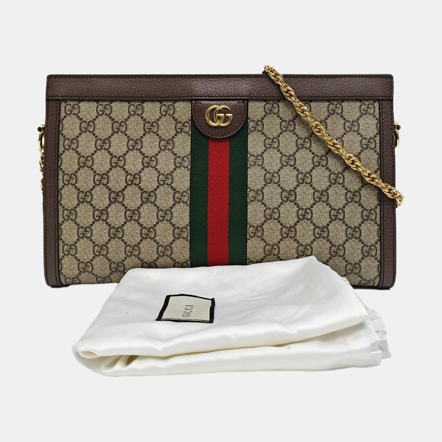 Authenticated pre-owned  Ophidia Medium Monogram Coated Canvas Beige - Shoulder Bag at Looply