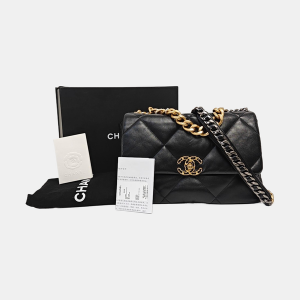 CHANEL 19 Large Quilted Lambskin Black