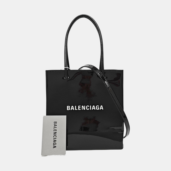 Shopping Bag Super Mini Patent Leather Black