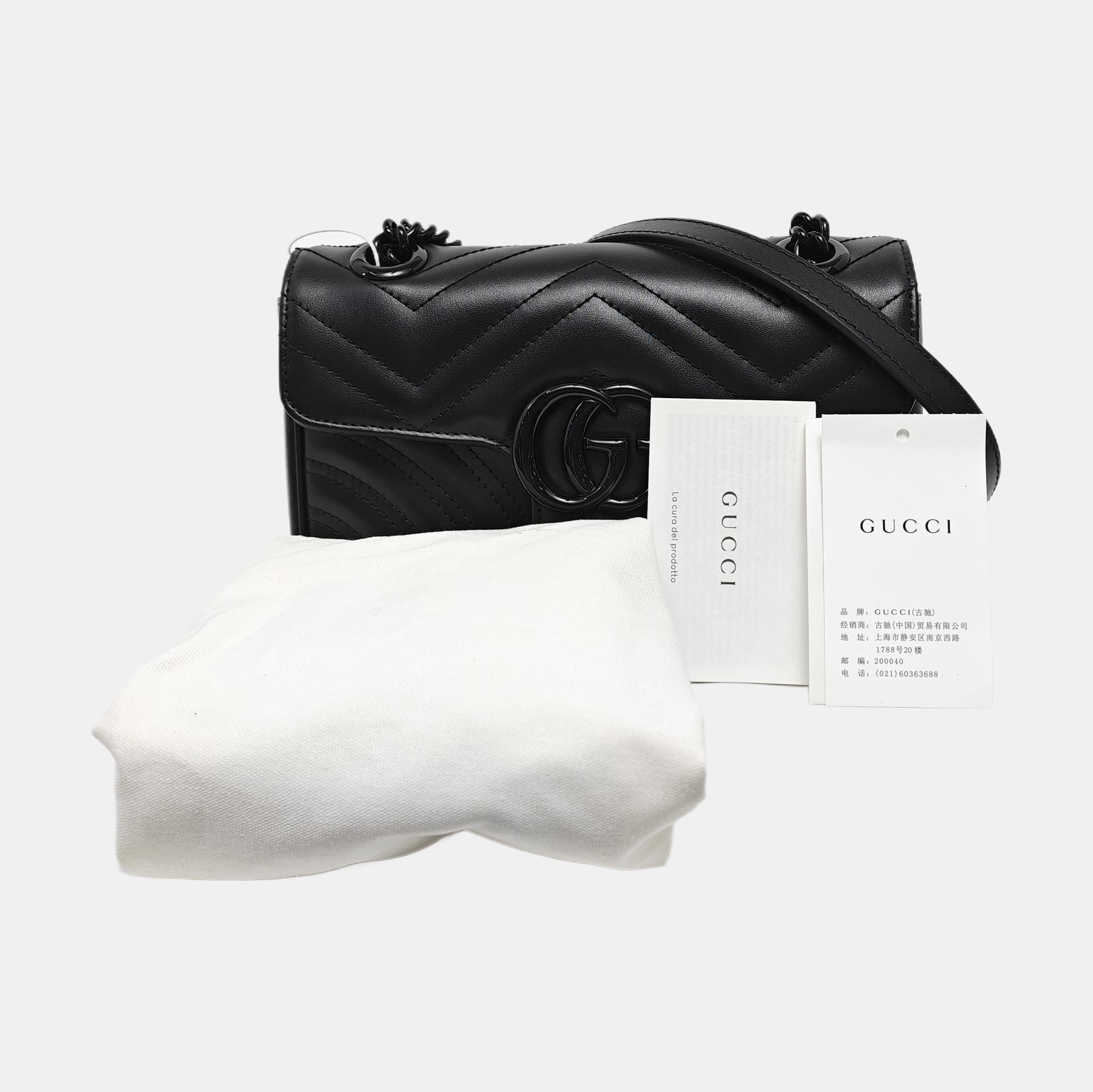 GG Marmont Small Quilted Calfskin Black