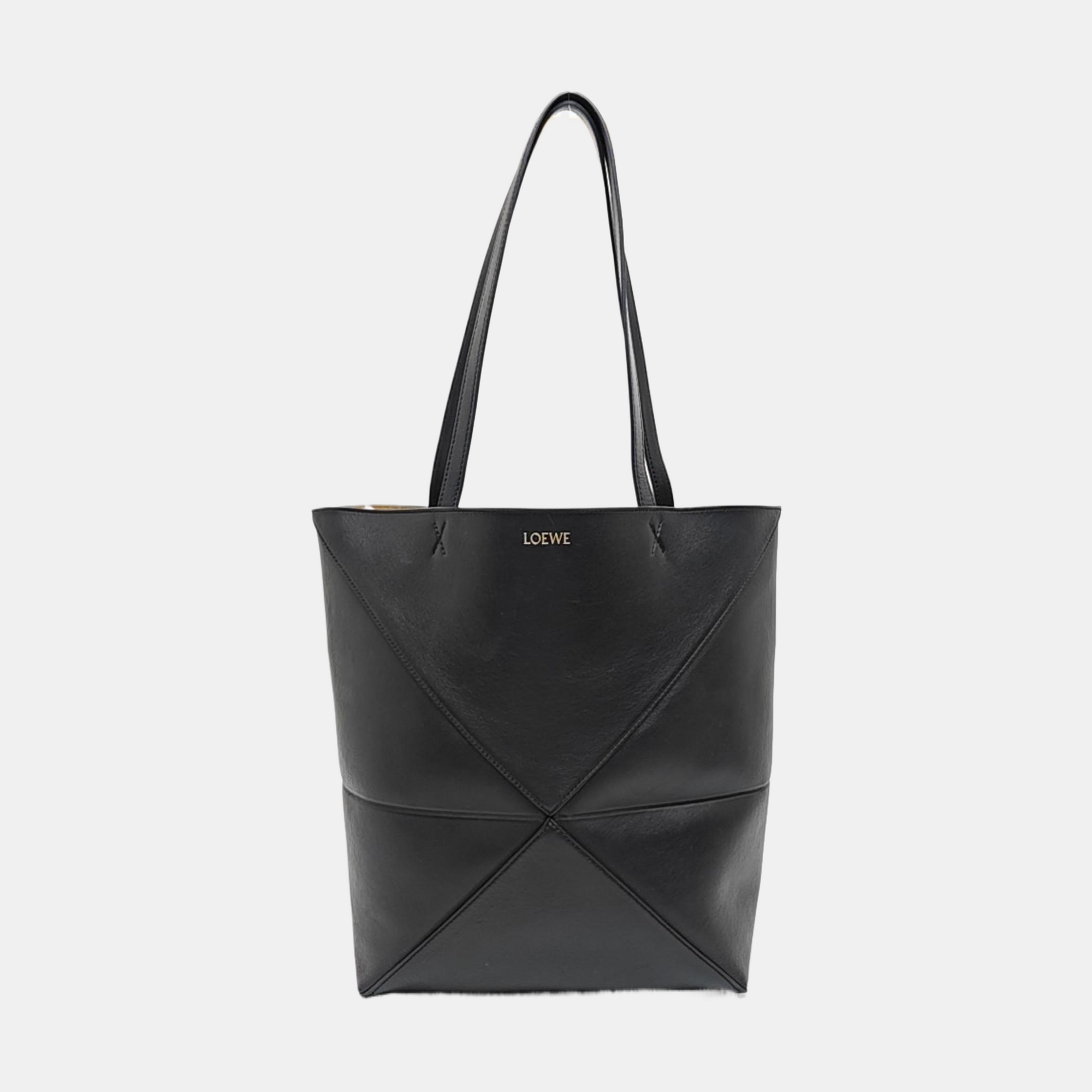 Puzzle Fold Medium Quilted Calfskin Black