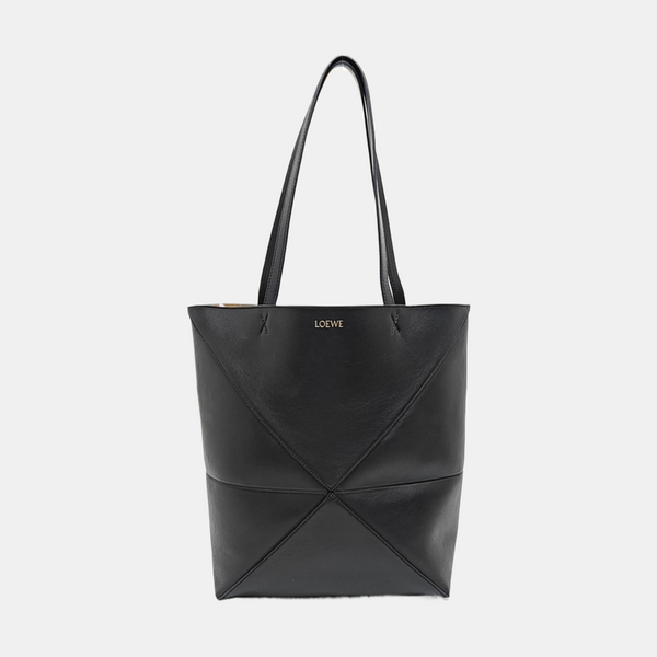Puzzle Fold Medium Quilted Calfskin Black