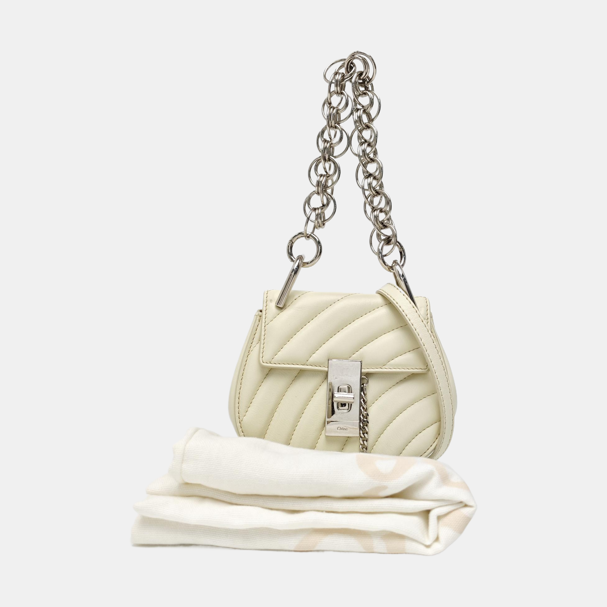 Drew Nano Quilted Calfskin White
