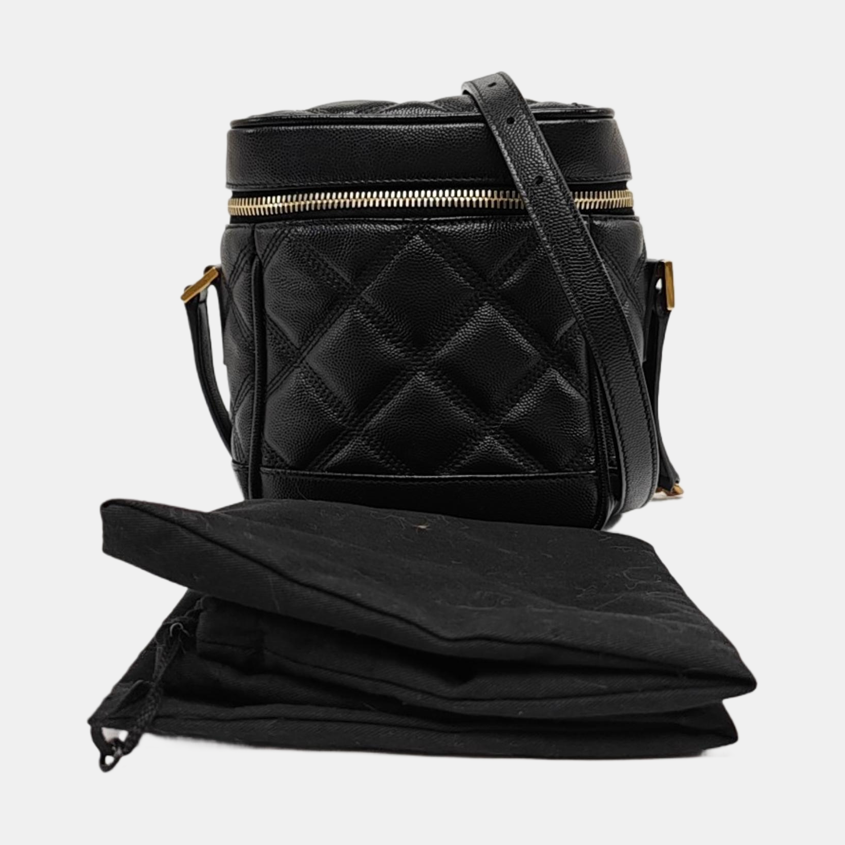 80'S VANITY Quilted Calfskin Black
