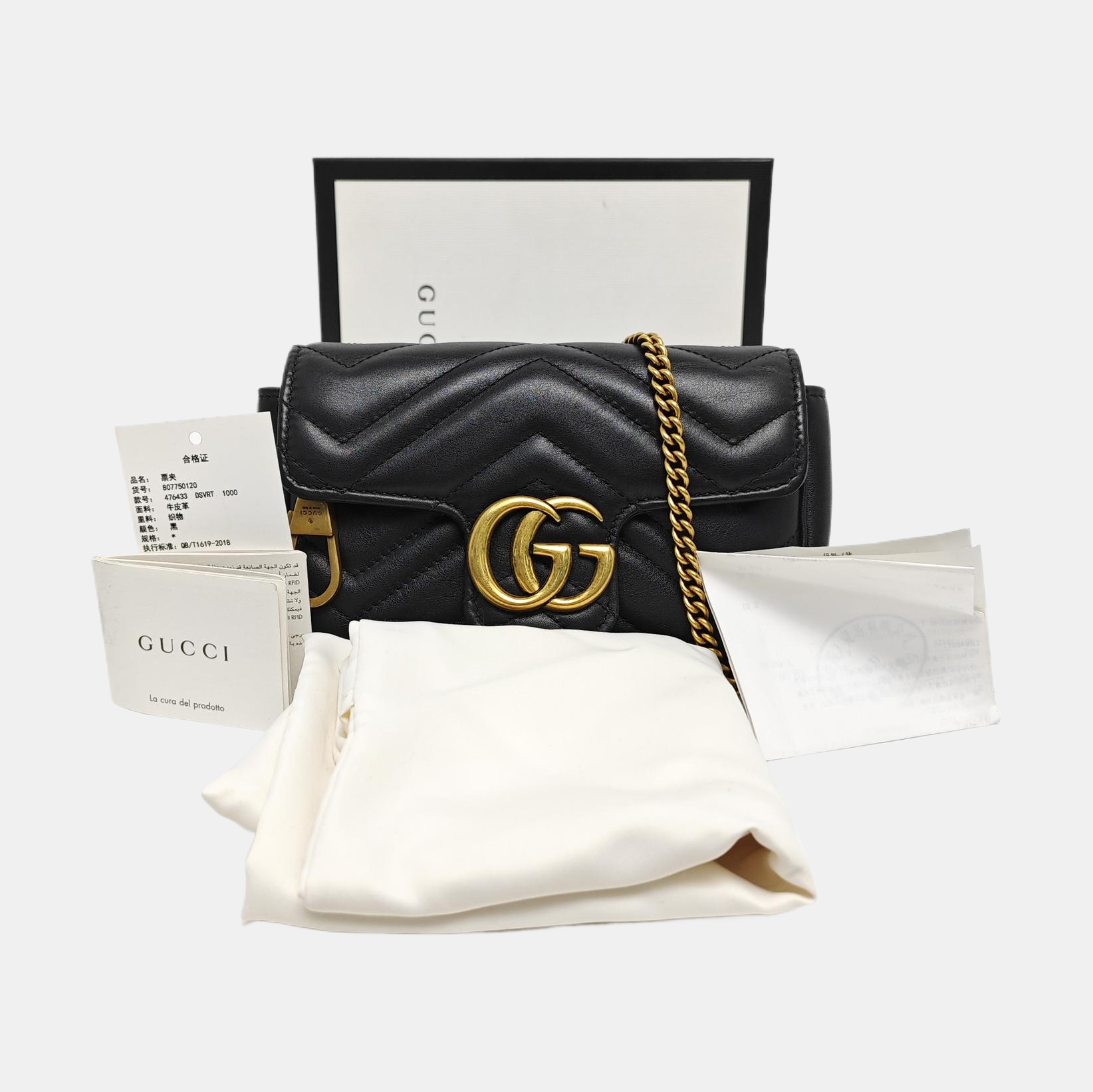 GG Marmont Mini Quilted Calfskin Black