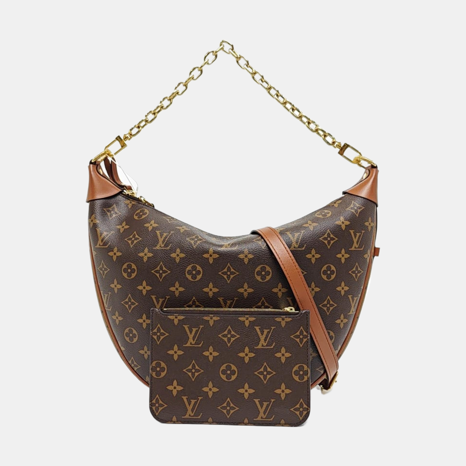 LOOP HOBO Monogram Coated Canvas Brown