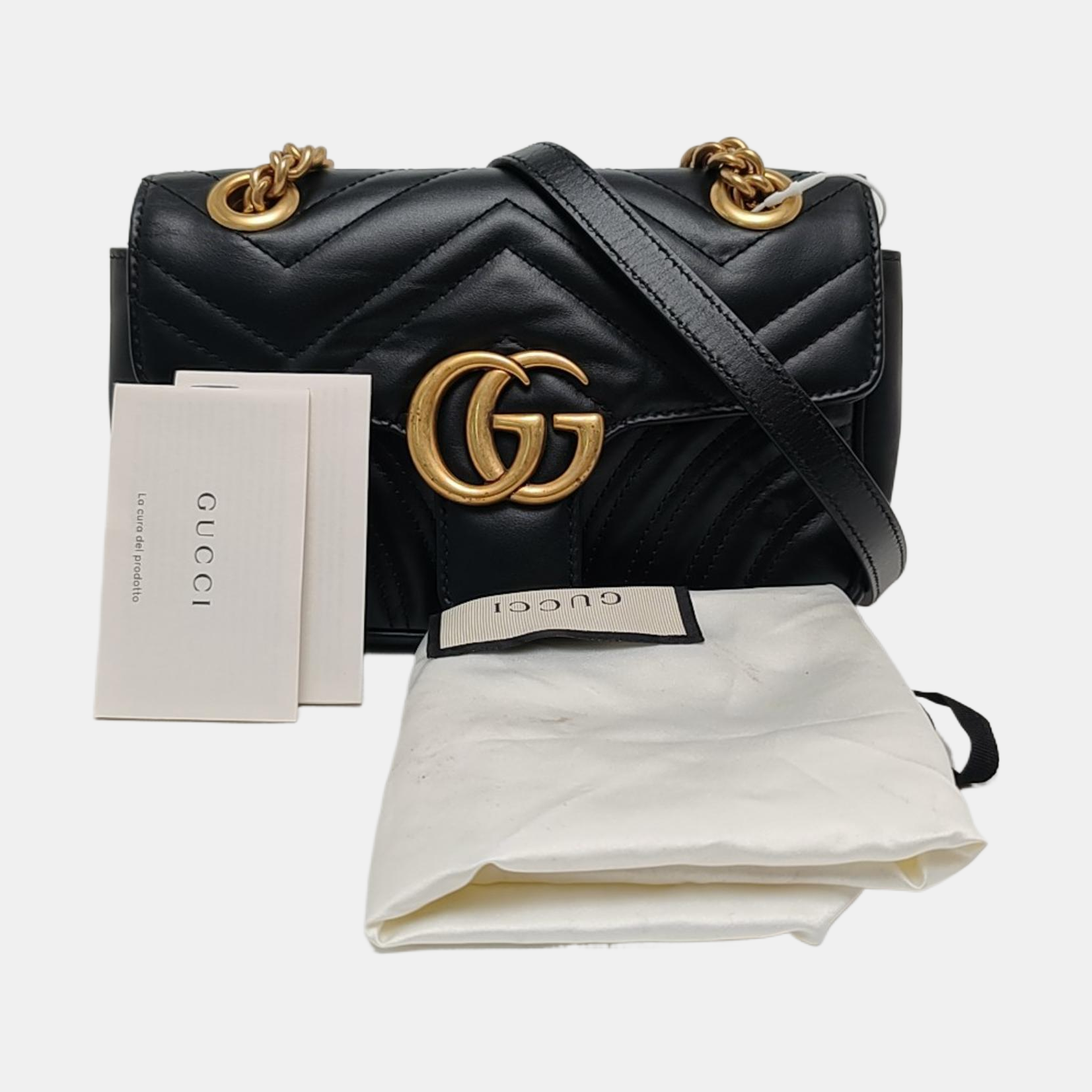 GG Marmont Small Quilted Calfskin Black