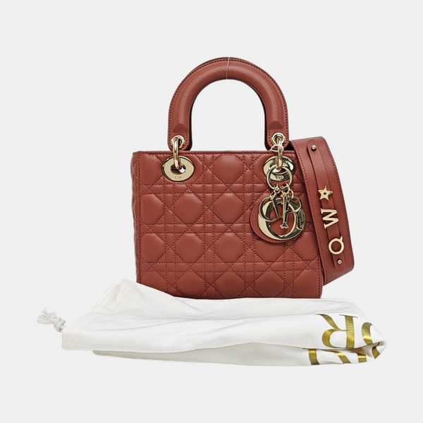 Authenticated pre-owned  Lady Dior Small Quilted Lambskin Beige - Shoulder Bag at Looply