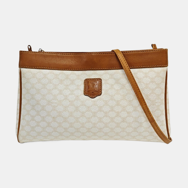 Quilted Coated Canvas Shoulder Bag White