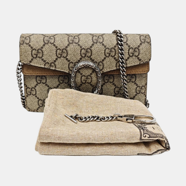 Dionysus Super Mini Monogram Coated Canvas Beige